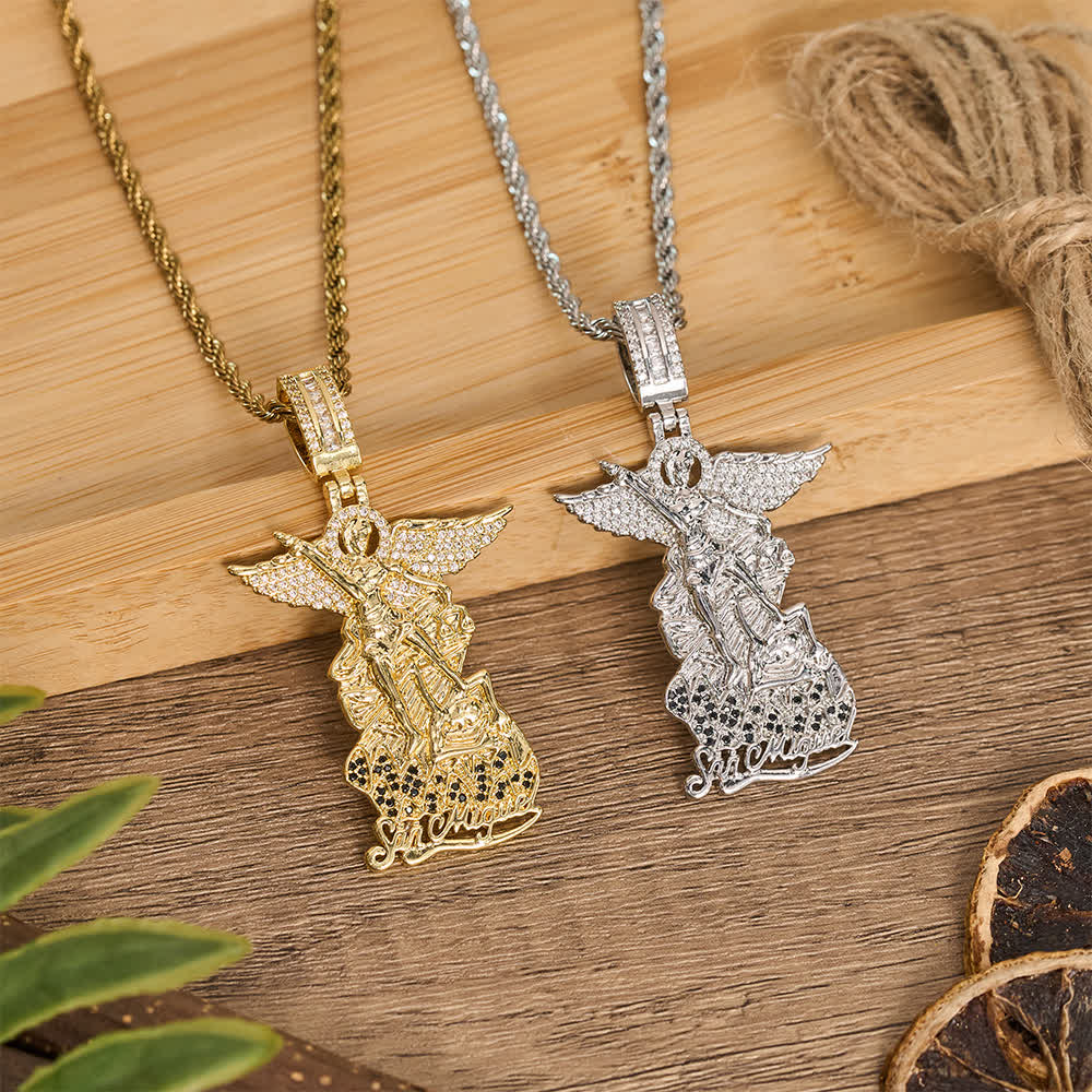 Intricate Jeweled St. Michael Pendant Necklace: Token Of Noble Divine Triumph