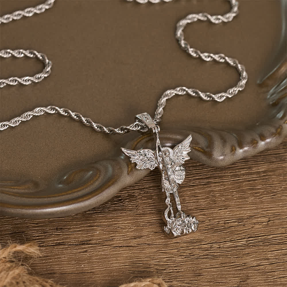 Ornate 3D‑Cast St. Michael Character Chain: Symbol Of Unwavering Heavenly Valor