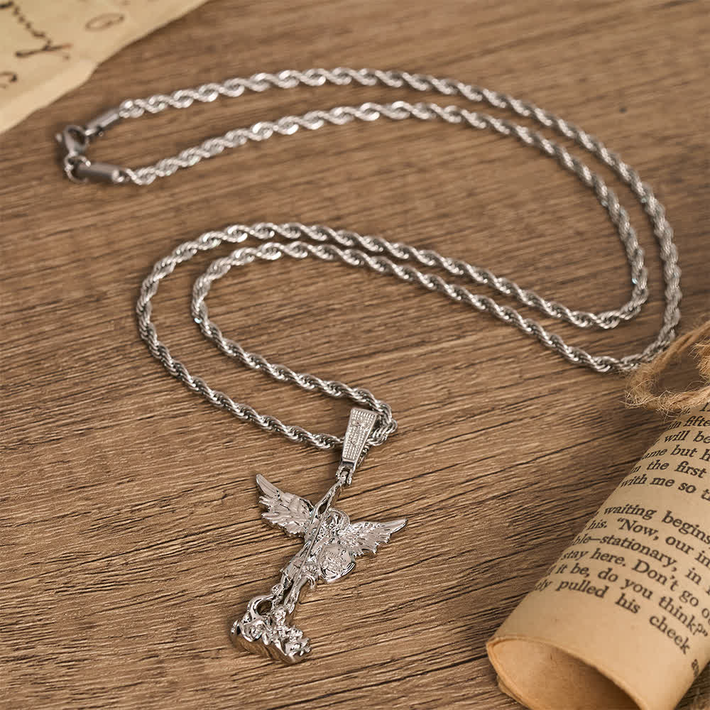 Ornate 3D‑Cast St. Michael Character Chain: Symbol Of Unwavering Heavenly Valor