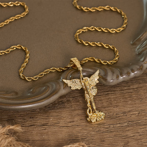 Ornate 3D‑Cast St. Michael Character Chain: Symbol Of Unwavering Heavenly Valor