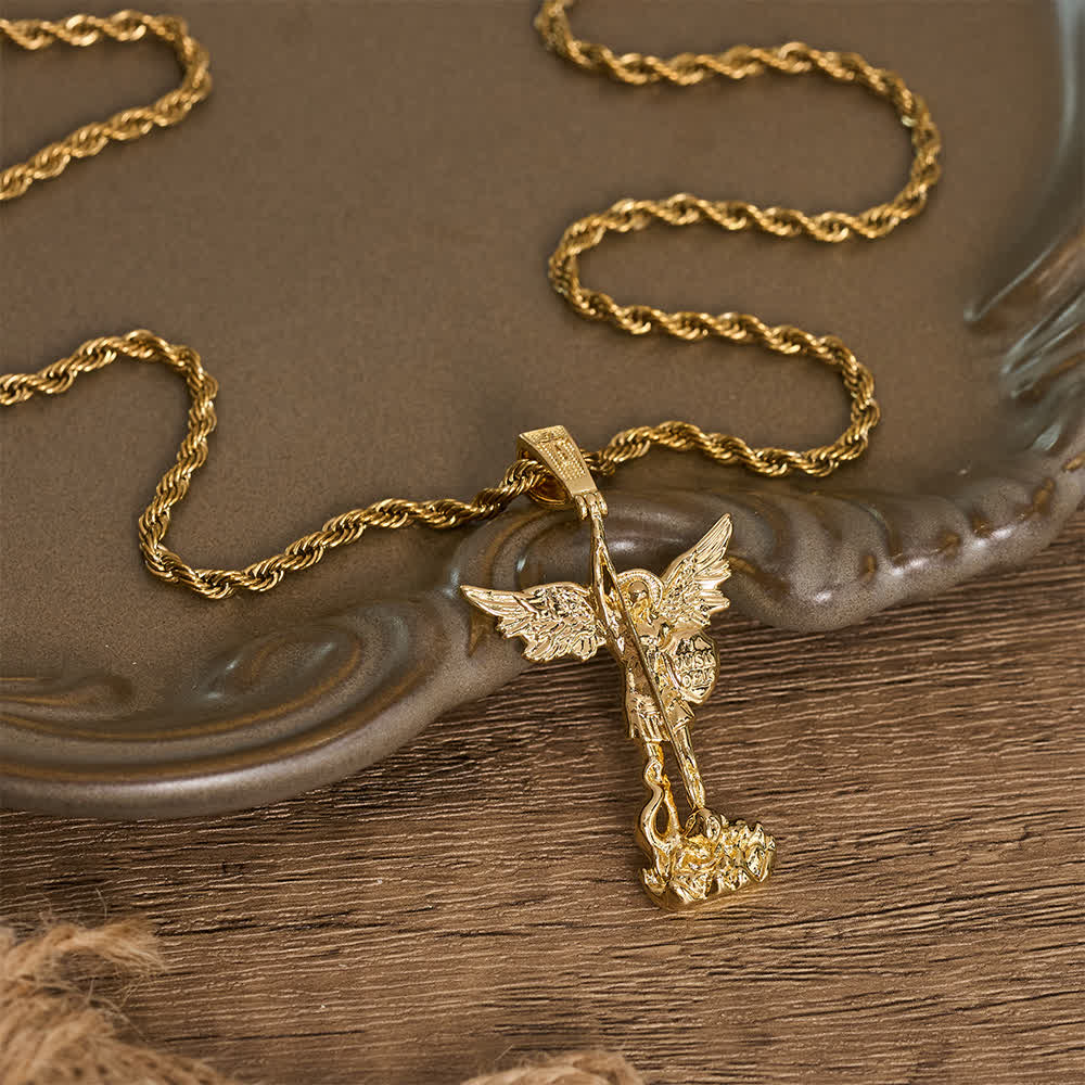 Ornate 3D‑Cast St. Michael Character Chain: Symbol Of Unwavering Heavenly Valor