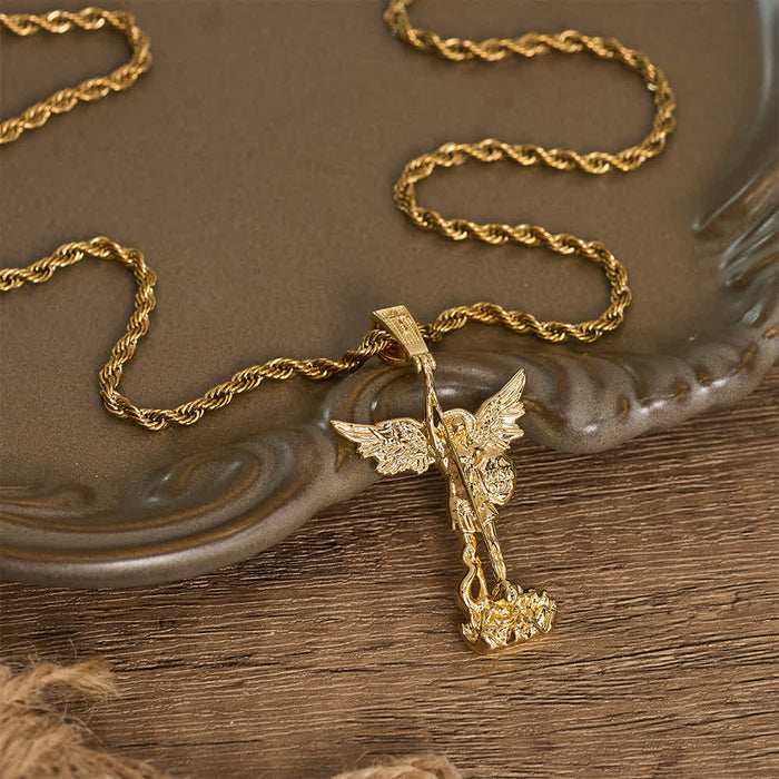 Ornate 3D‑Cast St. Michael Character Chain: Symbol Of Unwavering Heavenly Valor
