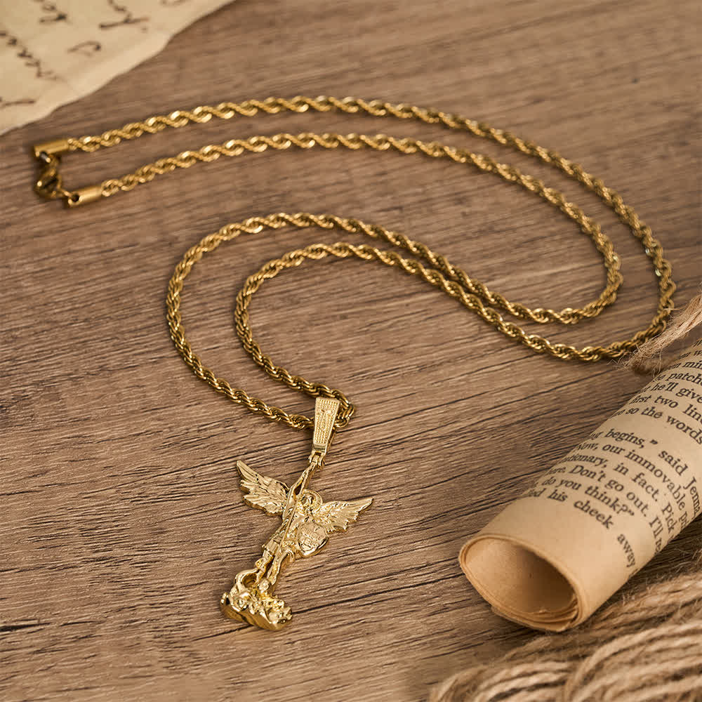 Ornate 3D‑Cast St. Michael Character Chain: Symbol Of Unwavering Heavenly Valor