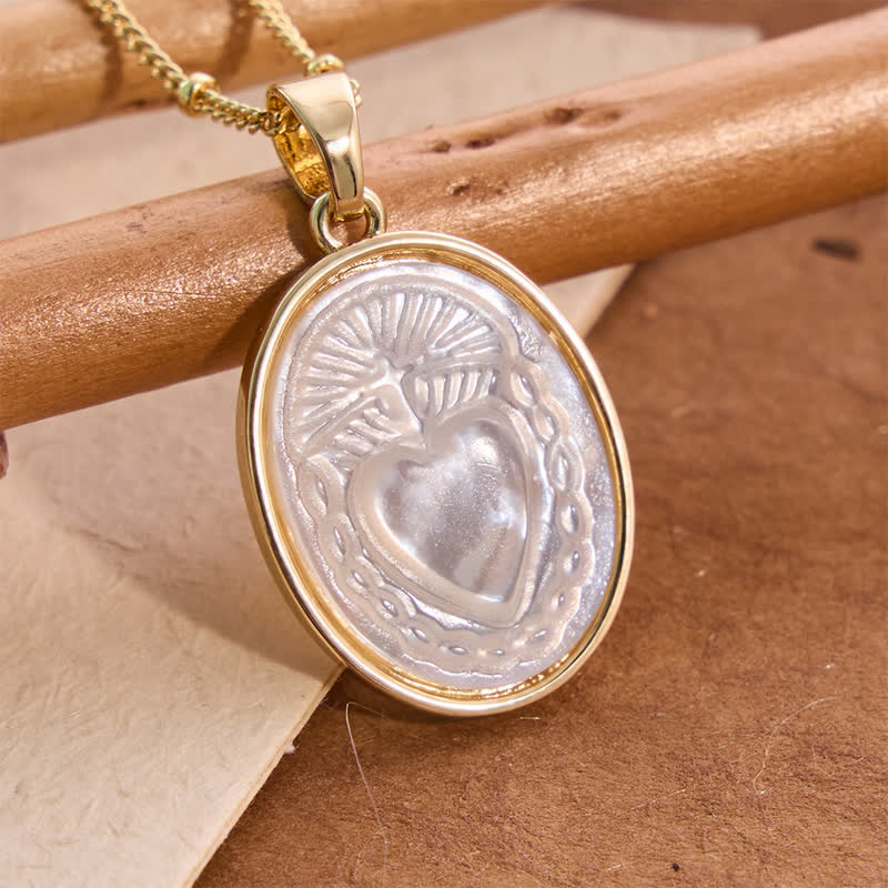 Natural White Pearl Saint Necklace: Sacred Heart, Jesus, Our Lady & St. Michael