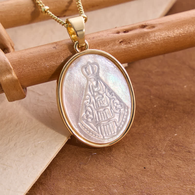 Natural White Pearl Saint Necklace: Sacred Heart, Jesus, Our Lady & St. Michael