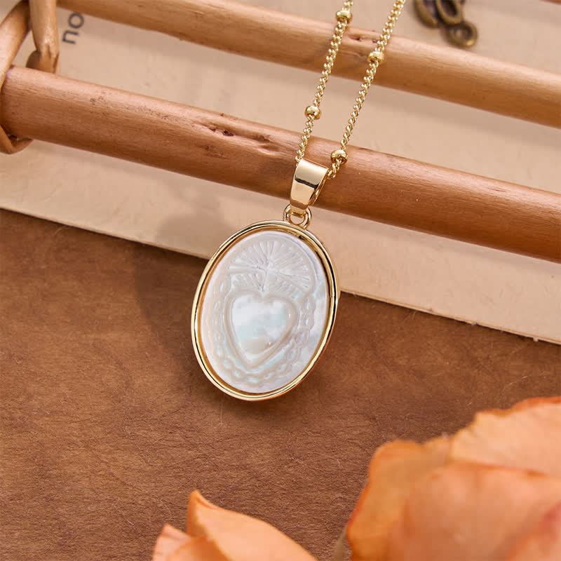 Natural White Pearl Saint Necklace: Sacred Heart, Jesus, Our Lady & St. Michael