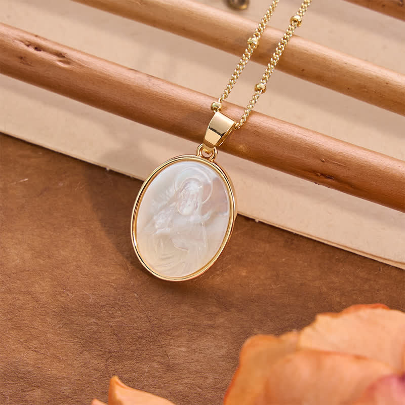 Natural White Pearl Saint Necklace: Sacred Heart, Jesus, Our Lady & St. Michael