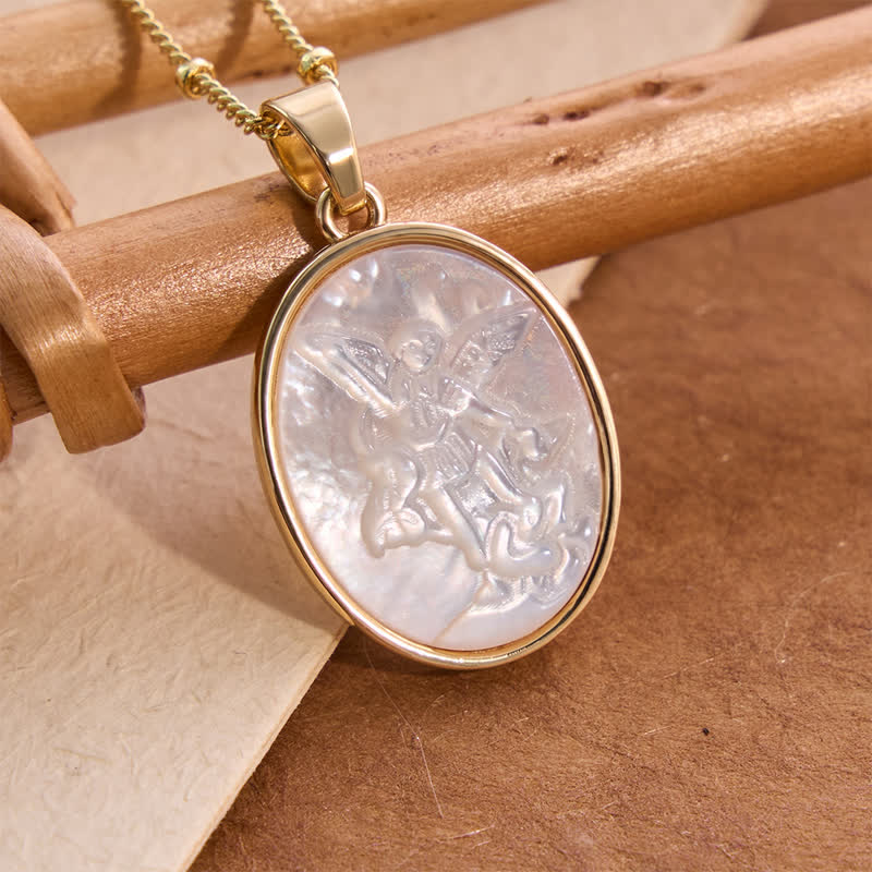 Natural White Pearl Saint Necklace: Sacred Heart, Jesus, Our Lady & St. Michael