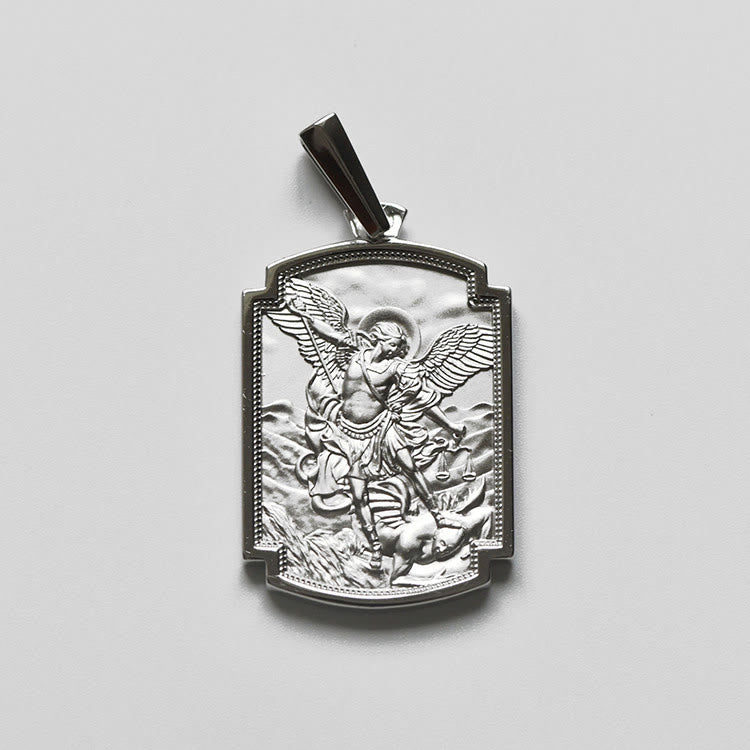 Sterling Silver St. Michael Scripture Pendant: Token of Holy Defence
