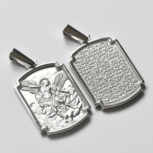 Sterling Silver St. Michael Scripture Pendant: Token of Holy Defence