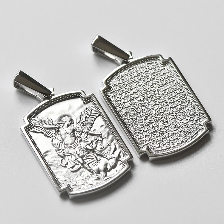 Sterling Silver St. Michael Scripture Pendant: Token of Holy Defence