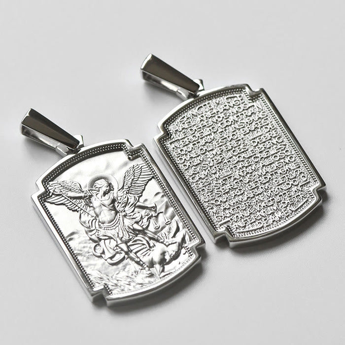 Sterling Silver St. Michael Scripture Pendant: Token of Holy Defence