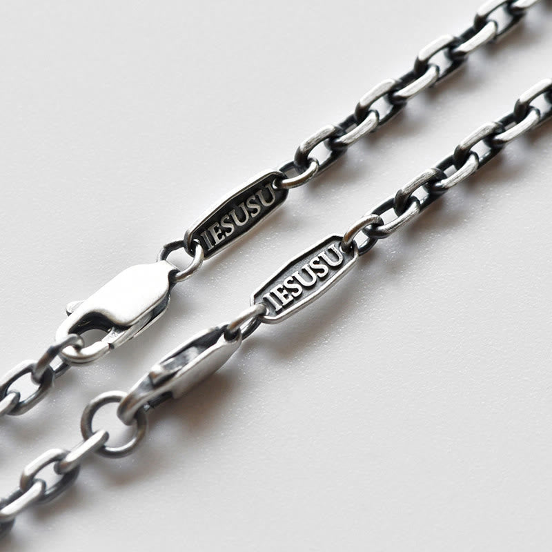 Vintage IESUSU‑Marked Cable Chain Necklace: Emblem Of Sacred Devotion