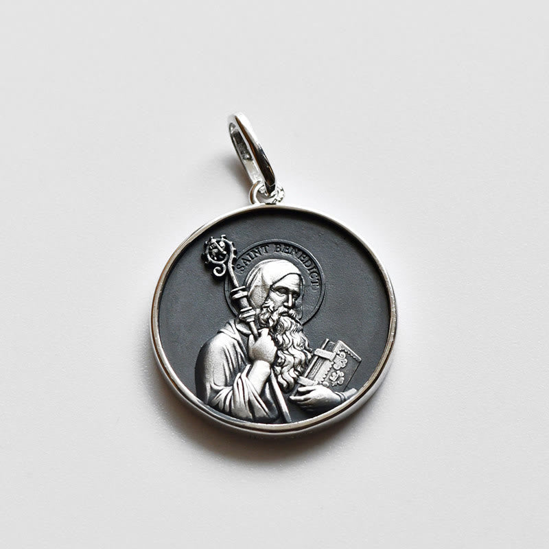 High‑Relief St. Benedict Portrait Medal Necklace: Sign Of Divine Fortification