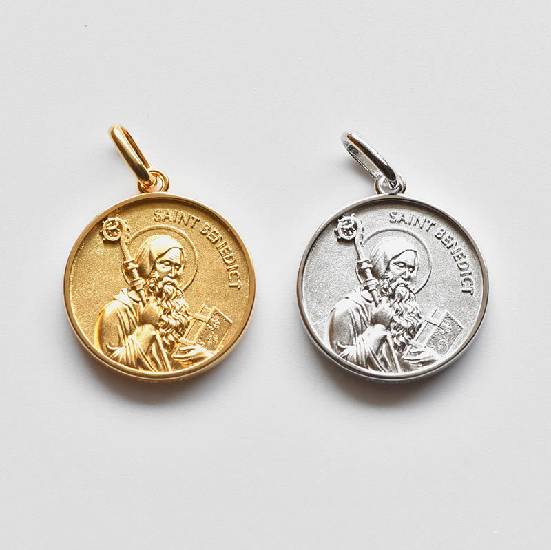 High‑Relief St. Benedict Portrait Medal Necklace: Sign Of Divine Fortification