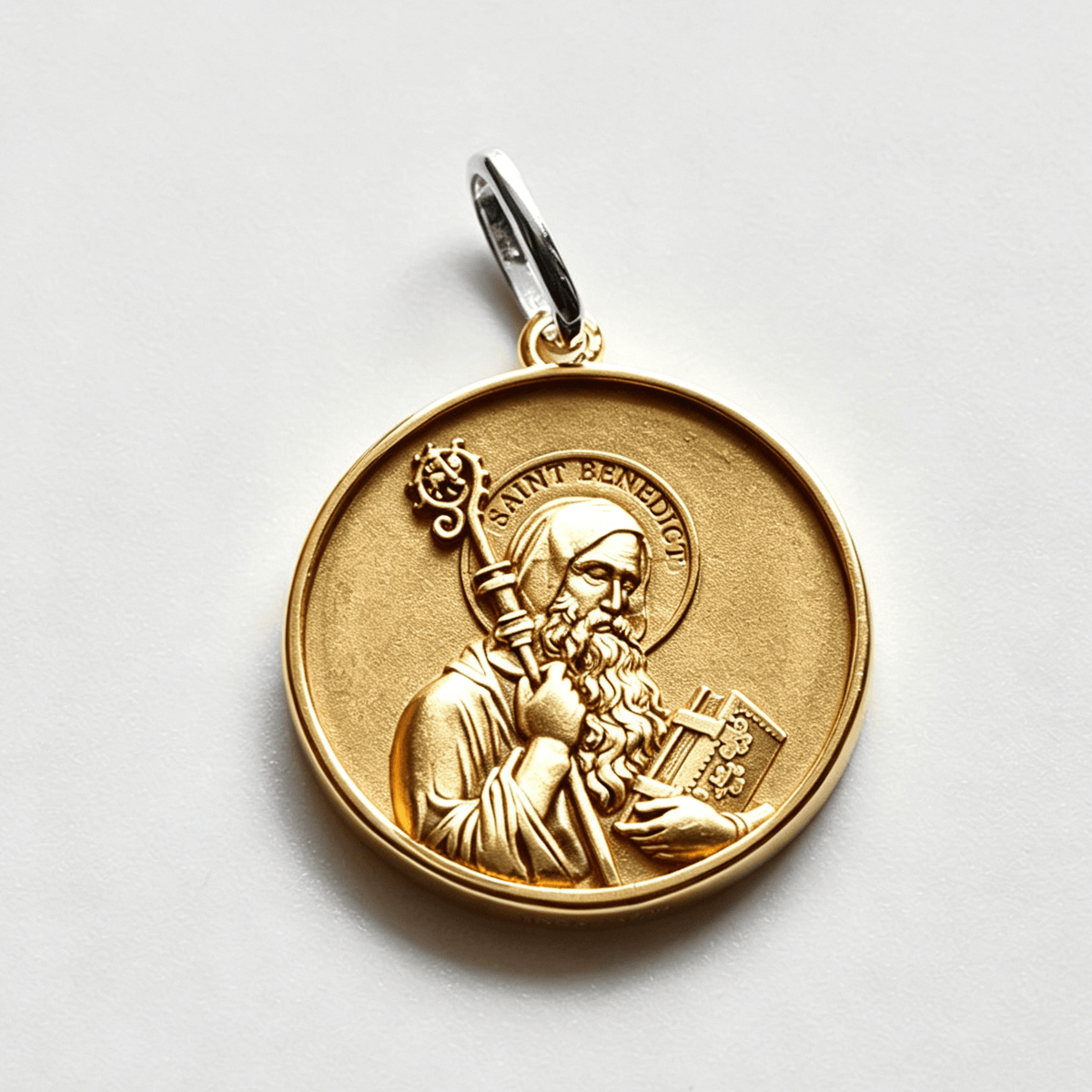 High‑Relief St. Benedict Portrait Medal Necklace: Sign Of Divine Fortification