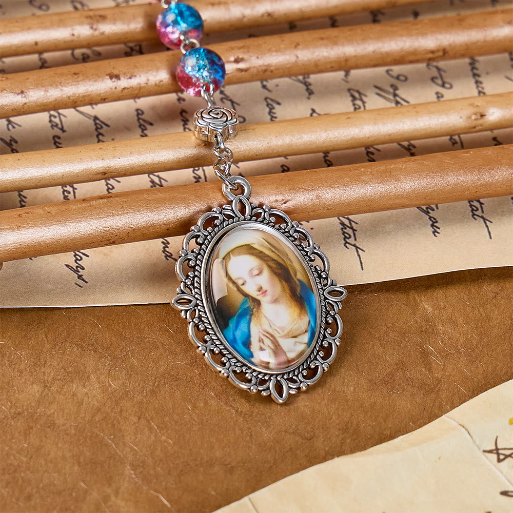 Ornate Filigree Our Lady Rosary: Emblem Of Gentle Maternal Blessing