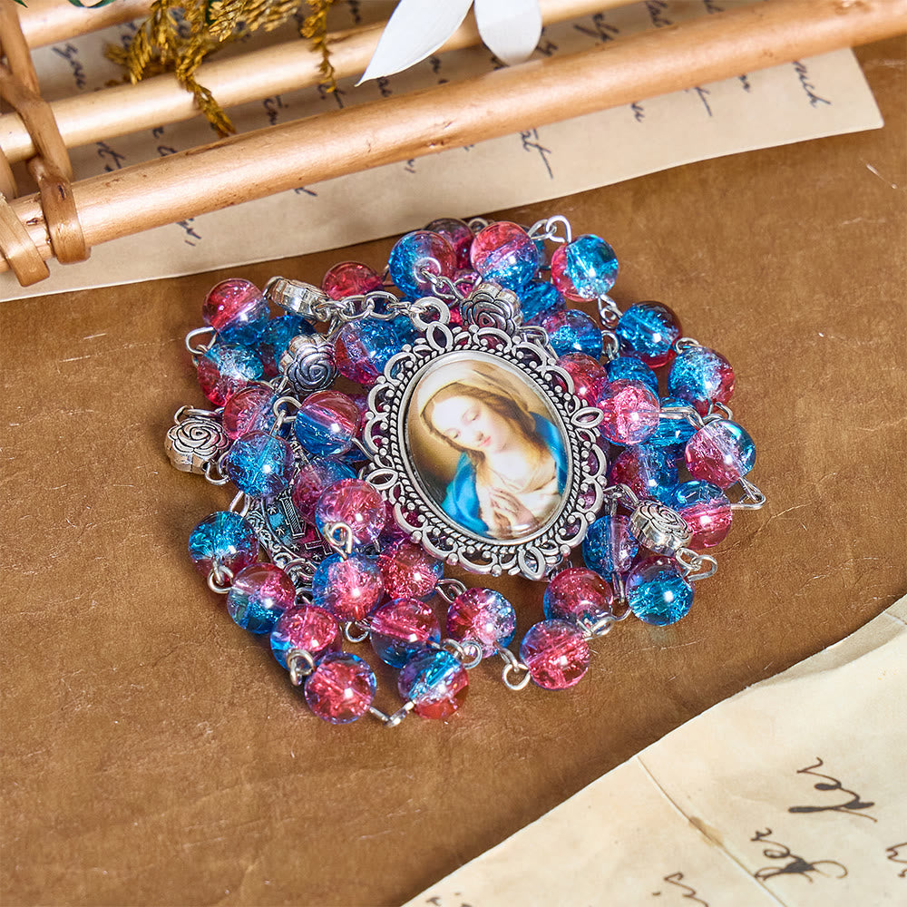 Ornate Filigree Our Lady Rosary: Emblem Of Gentle Maternal Blessing