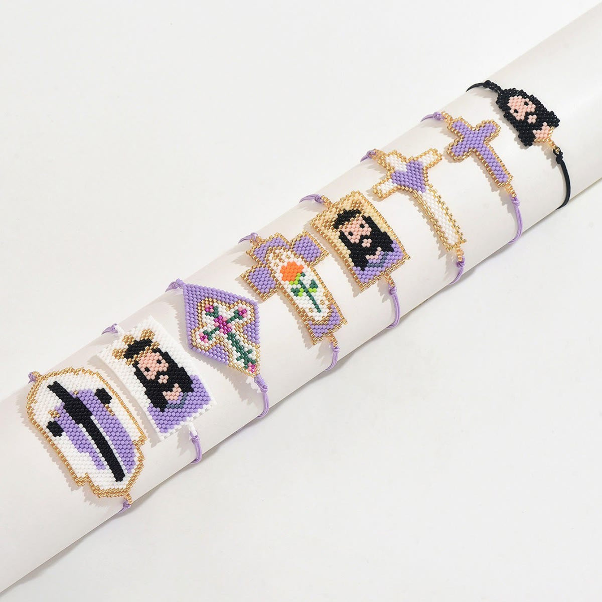 Multi-Style Holy Portrait Seed Bead Bracelet: Sign Of Tender Timeless Sacred Joy