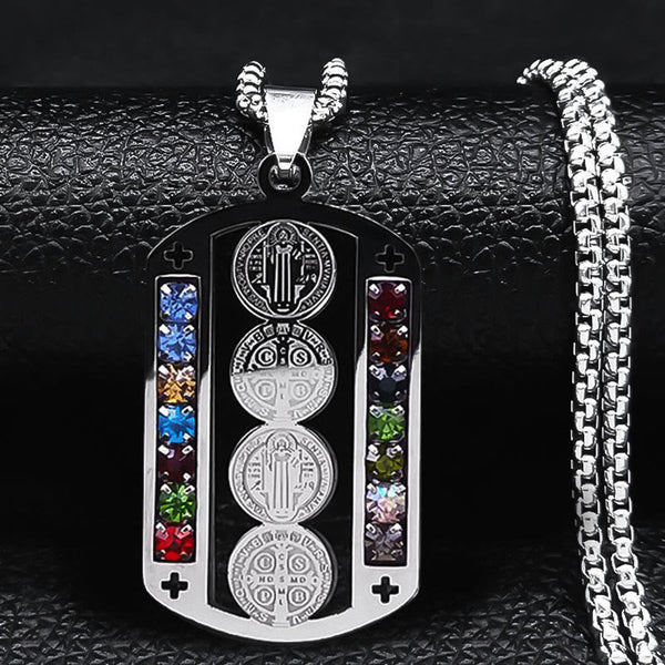 Polished St. Benedict Medallion Necklace: Token Of Soothing Daily Spiritual Calm