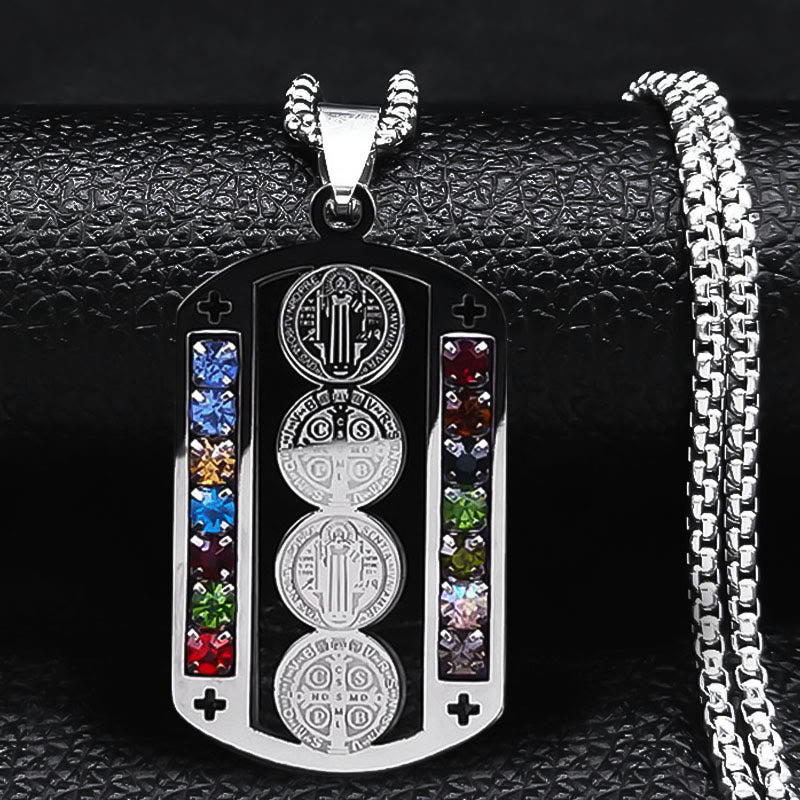 Polished St. Benedict Medallion Necklace: Token Of Soothing Daily Spiritual Calm