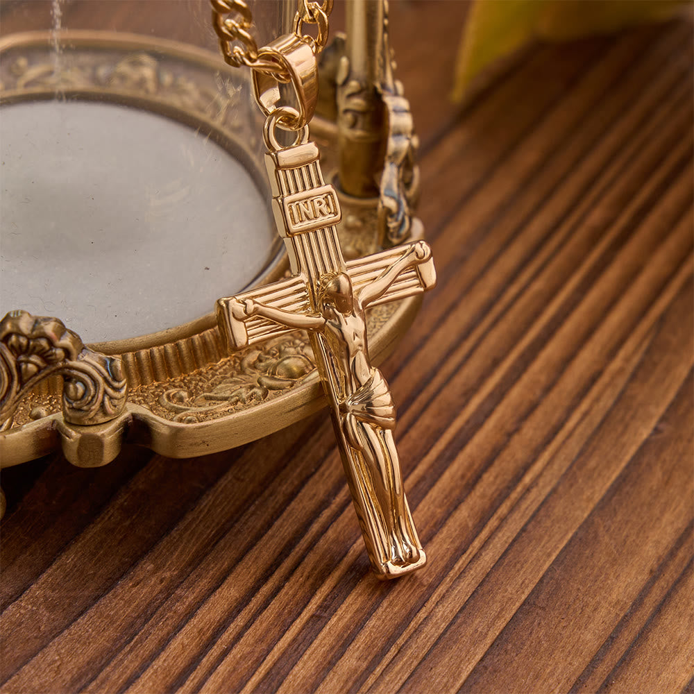Detailed Copper Crucifix Pendant Necklace: Token Of Unending Divine Love