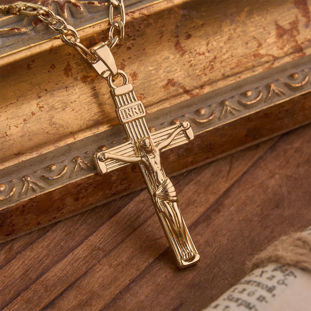 Detailed Copper Crucifix Pendant Necklace: Token Of Unending Divine Love