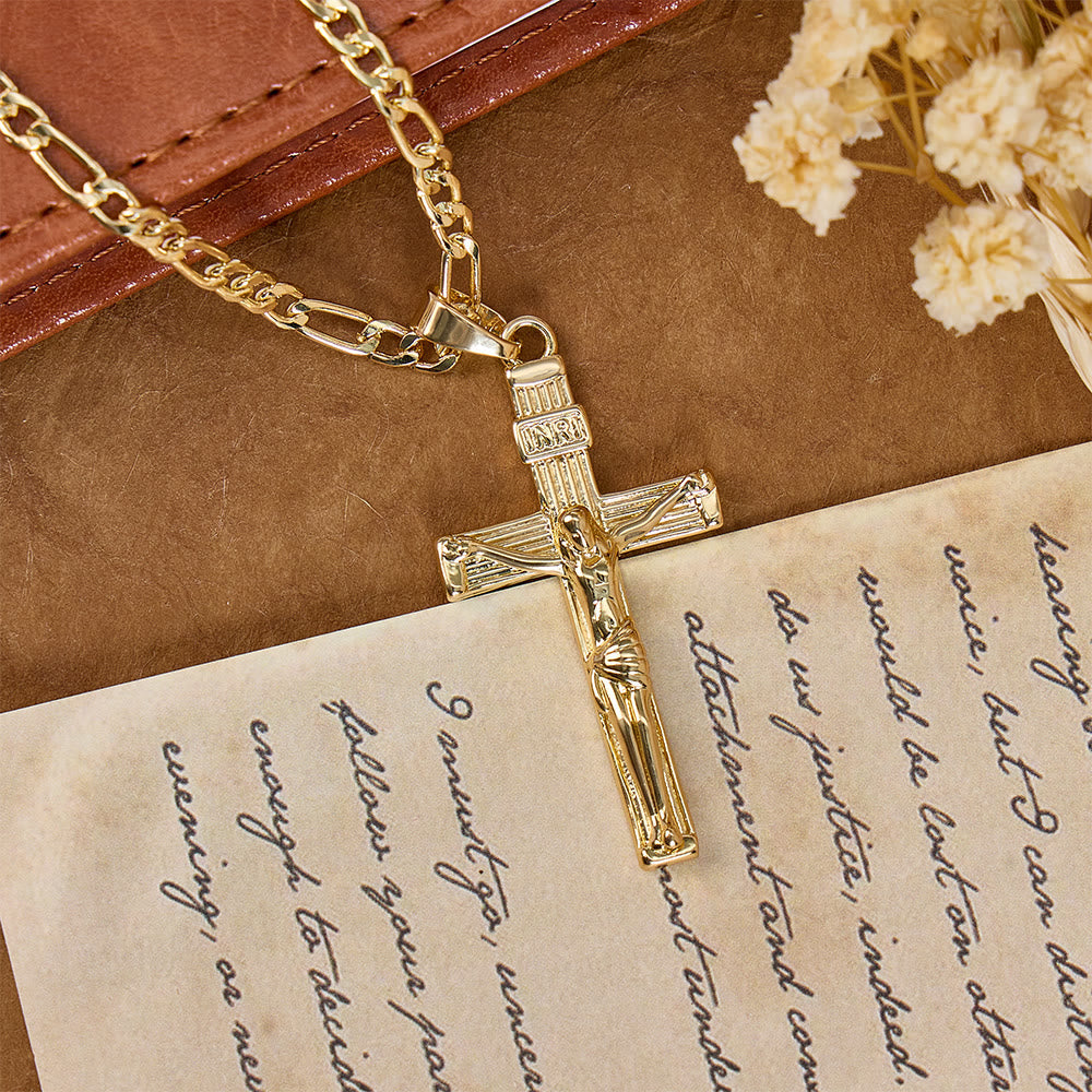 Detailed Copper Crucifix Pendant Necklace: Token Of Unending Divine Love