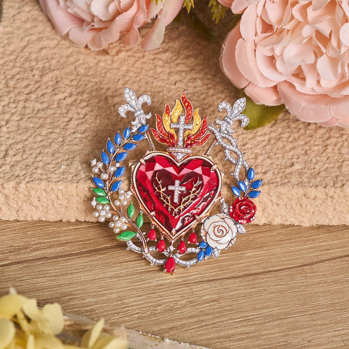 Detailed Zinc Alloy Holy Figure Brooch: Symbol Of Calm Everlasting Grace