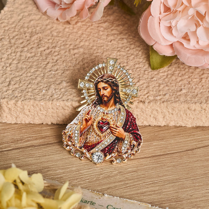Detailed Zinc Alloy Holy Figure Brooch: Symbol Of Calm Everlasting Grace