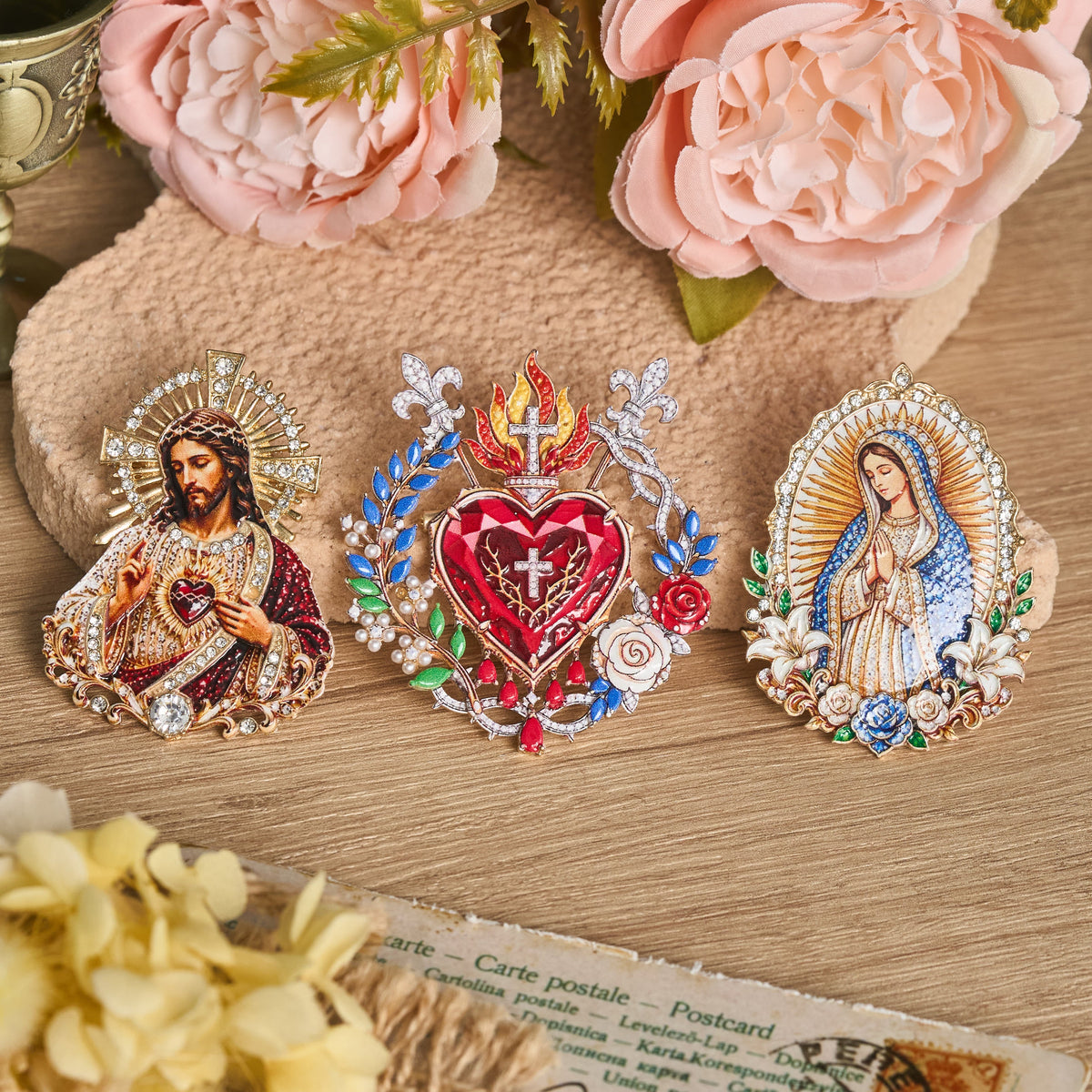 Detailed Zinc Alloy Holy Figure Brooch: Symbol Of Calm Everlasting Grace