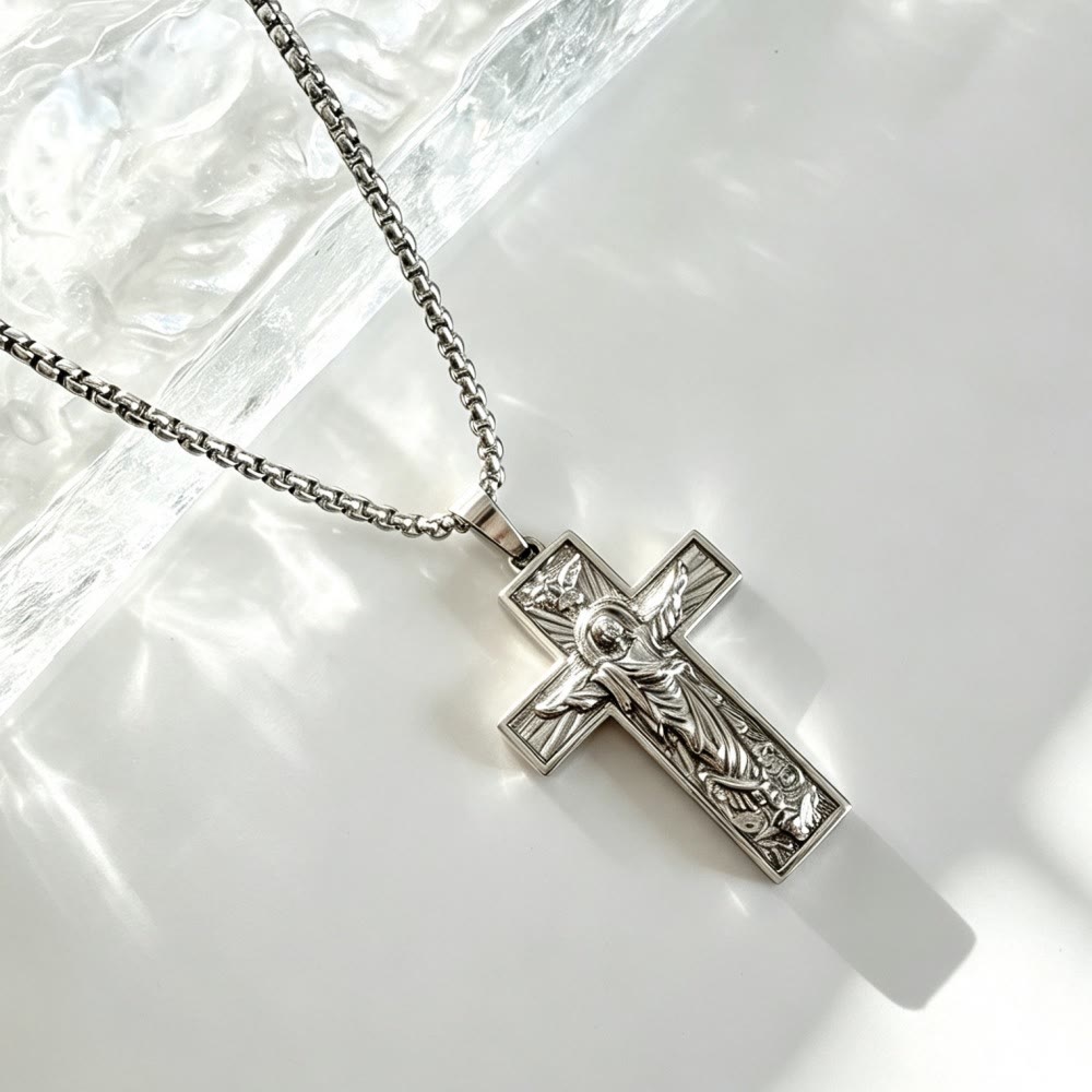 Polished Radiant Halo Crucifix Pendant Necklace: Token Of Everlasting Divine Grace