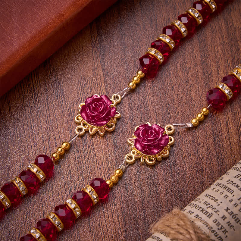 Crimson Red Rose St.Benedict Rosary: Emblem of Gentle Heavenly Grace