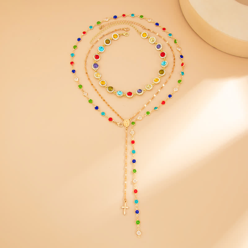 Elegant Y-Shape Cross Layered Necklace: Symbol Of Calm Abiding Peace