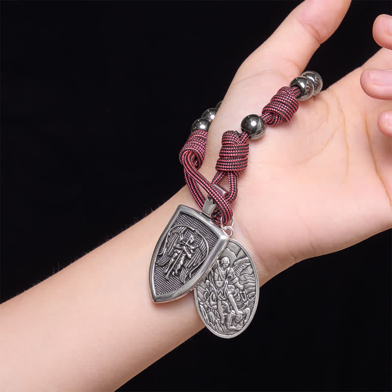 Burgundy Paracord St.Michael Archangel Pocket Rosary: Emblem of Brave Heavenly Grace