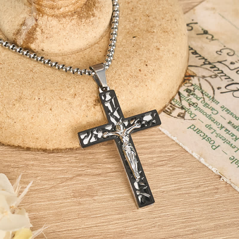 Openwork Corpus Crucifix Pendant Necklace: Token Of Abiding Divine Mercy