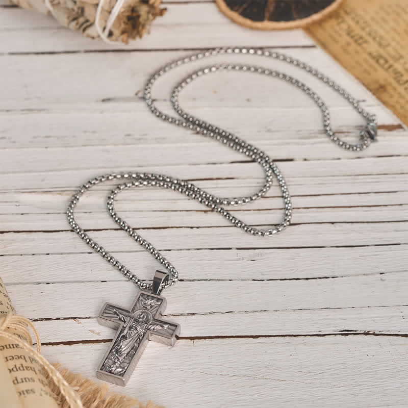 Polished Radiant Halo Crucifix Pendant Necklace: Token Of Everlasting Divine Grace
