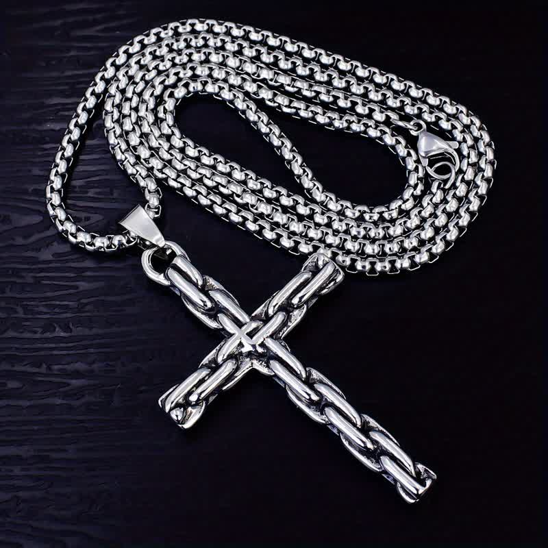 Sculpted Chain Cross Necklace: Symbol Of Calm Abiding Peace