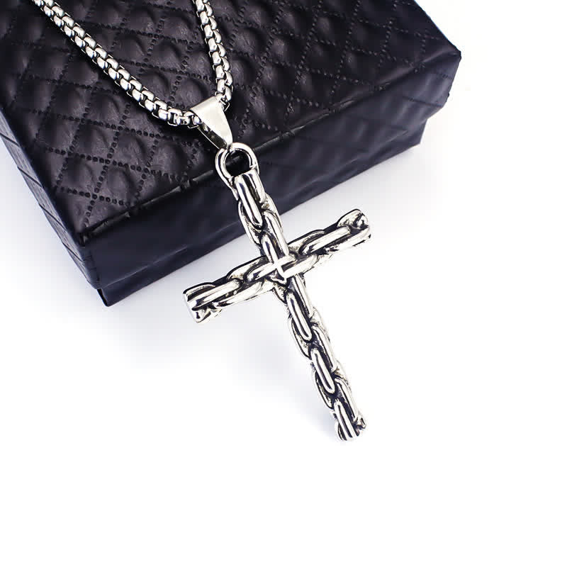 Sculpted Chain Cross Necklace: Symbol Of Calm Abiding Peace