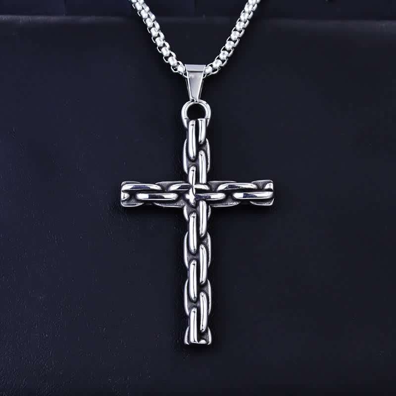 Sculpted Chain Cross Necklace: Symbol Of Calm Abiding Peace