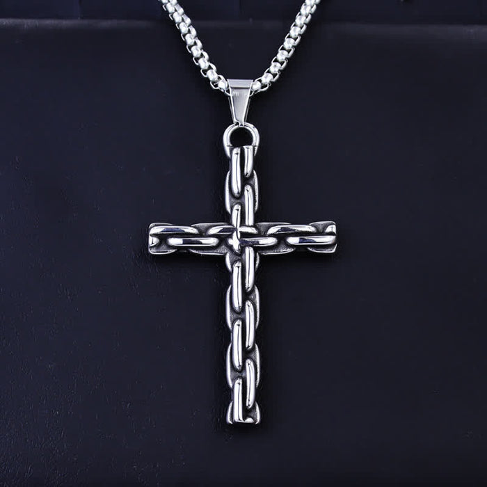 Sculpted Chain Cross Necklace: Symbol Of Calm Abiding Peace