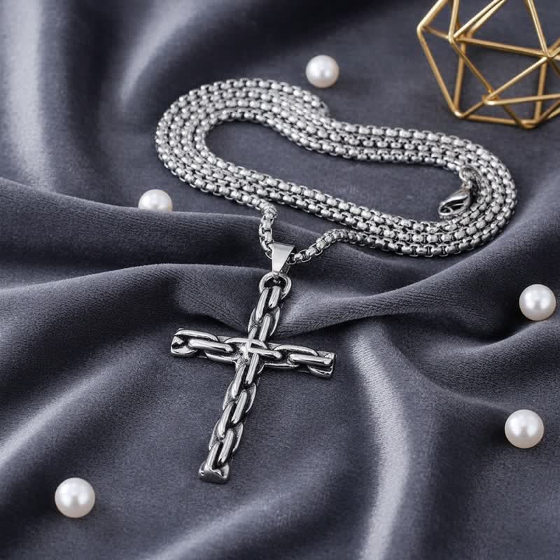 Sculpted Chain Cross Necklace: Symbol Of Calm Abiding Peace