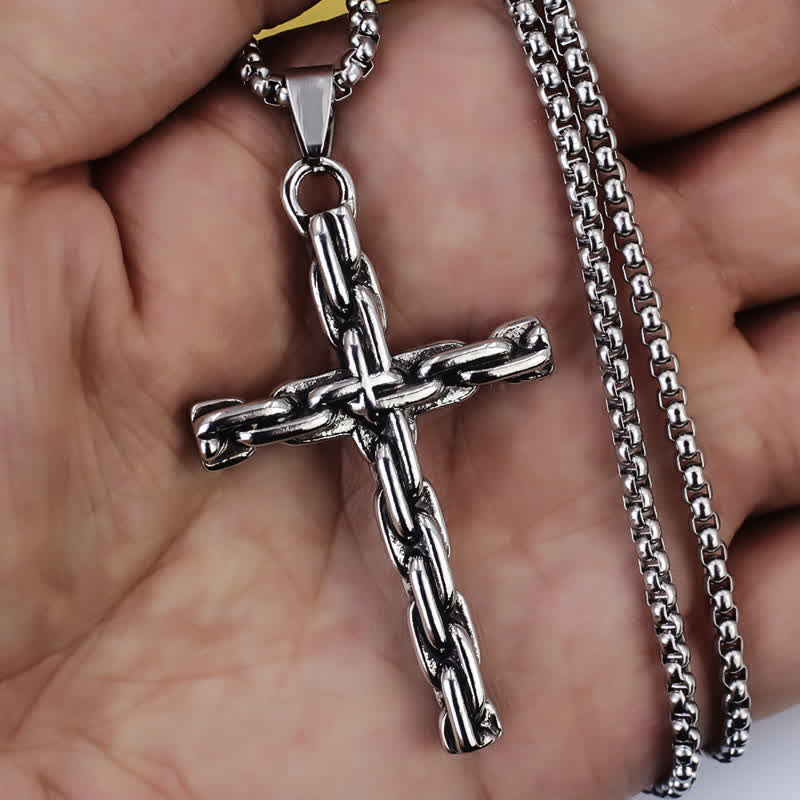 Sculpted Chain Cross Necklace: Symbol Of Calm Abiding Peace