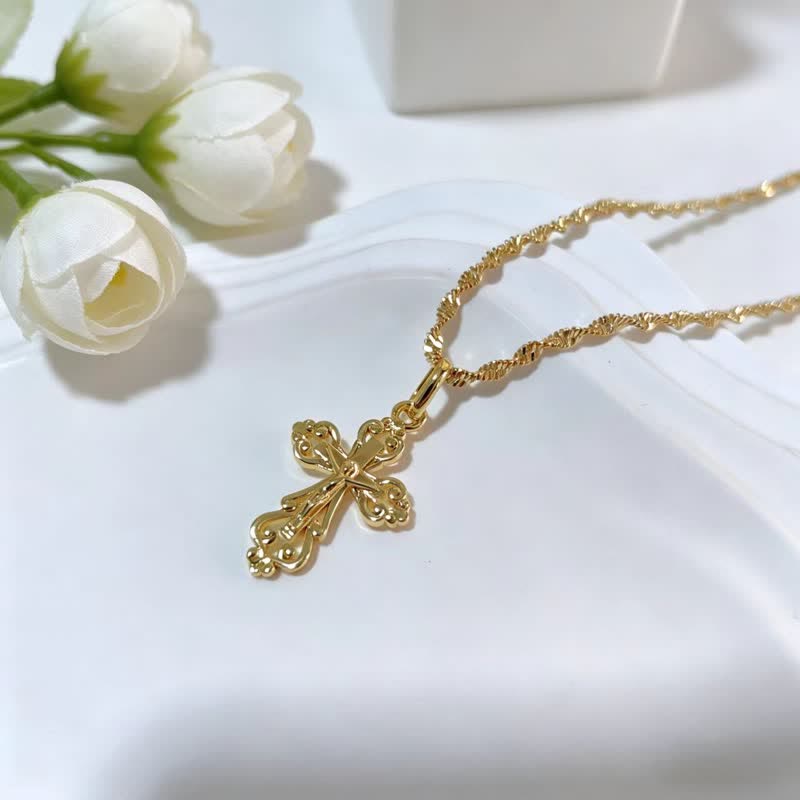 Sacred Filigree Cross Copper Necklace: Symbol of Calm Abiding Peace