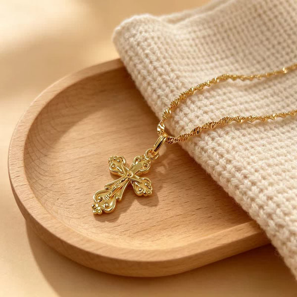 Sacred Filigree Cross Copper Necklace: Symbol of Calm Abiding Peace