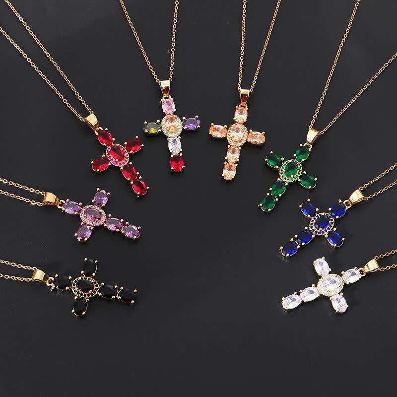 Sacred Gem Cross Necklace: Symbol of Calm Abiding Peace
