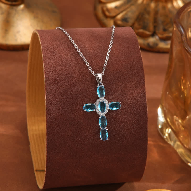 Sacred Gem Cross Necklace: Symbol of Calm Abiding Peace