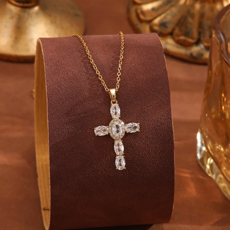 Sacred Gem Cross Necklace: Symbol of Calm Abiding Peace