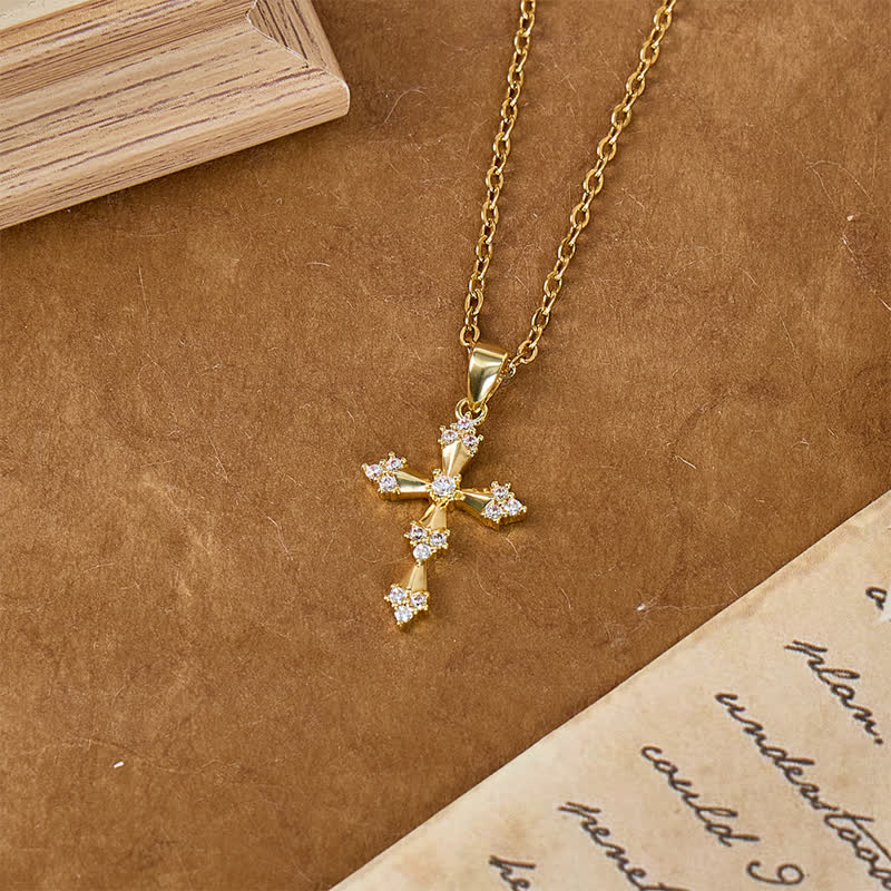 Lightweight Dainty Crystal Cross Necklace: Sign of Timeless Sacred Solace