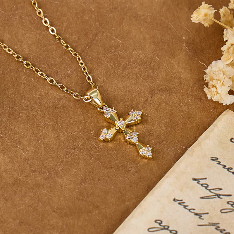 Lightweight Dainty Crystal Cross Necklace: Sign of Timeless Sacred Solace